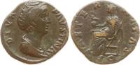 Römische Kaiserzeit Dupondius oder As Faustina I., Diva, Aeternitas auf Thron, hält Phönix auf Globus und Szepter -