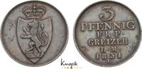 Reuss, älterer Linie zu Obergreiz Cu 3 Pfennig Heinrich XIX. 1817-1836. -