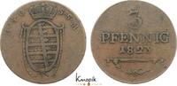 Sachsen-Coburg-Saalfeld Cu 3 Pfennig Ernst 1806-1826. -