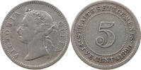STRAITS SETTLEMENTS 5 CENTS Victoria 1837-1901 -
