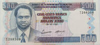 BURUNDI 500 FRANCS -