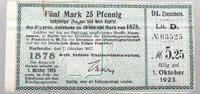 KAISERREICH ZINNSCHEIN 5 MARK 25 PFENNIG -