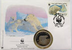 RUSSIA USSR MEDAL POLAR BEAR 30 YEARS OF WWF PROOF NUMISBRIEF STATIONERY -
