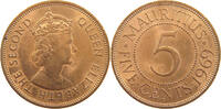 MAURITIUS 5 CENTS Elizabeth II. (1952-2022) -