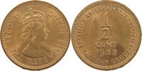 BRITISH CARIBBEAN TERRITORIES 1/2 CENT Elizabeth II. (1952-2022) -