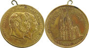 KAISERREICH MEDAILLE Vergoldete Hohlbronze Medaille 1880, von Stollwerck. Auf die Domvollendung -