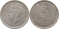 MALAYA 5 CENTS 1943 GEORGE VI. (1936-1952) VF+