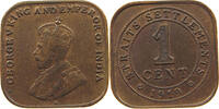 STRAITS SETTLEMENTS 1 CENT GEORGE V. (1910-1936) -