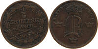 SWEDEN 1/6 SKILLING OSCAR I. (1844-1859) -