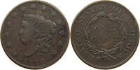 UNITED STATES OF AMERICA LARGE CENT CORONET HEAD SMALL DATE STARS FAR -