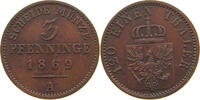 BRANDENBURG PREUßEN 3 PFENNIG 1869 A Wilhelm I. 1861-1888 SS 8.67 £  +  6.06 £ shipping