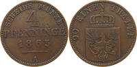 BRANDENBURG PREUßEN 4 PFENNIG 1865 A Wilhelm I. 1861-1888 SS 10.40 £  +  6.06 £ shipping