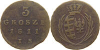 POLAND 3 GROSZE Friedrich August I., als Herzog von Warschau 1807-1815. -