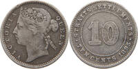 STRAITS SETTLEMENTS 10 CENTS Victoria 1837-1901 -