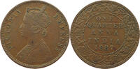 INDIA BRITISH 1/4 ANNA Victoria 1837-1901 -