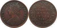INDIA BRITISH 1/4 ANNA Victoria 1837-1901 -
