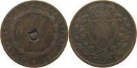 ITALY STATES SARDINIA 5 CENTESIMI COUNTERMARKED D -