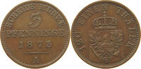 PREUSSEN 3 PFENNIG 1873 A Wilhelm I. (1861-1888) VF