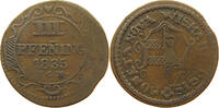 Wismar, Stadt 3 Pfennig Friedrich Wilhelm III. 1797-1840. -