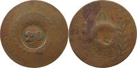 BRAZIL 20 REIS OVER 40 REIS PEDRO I. (1822-1831) -
