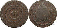 BRAZIL 40 REIS OVER 80 REIS PEDRO I. (1822-1831) -