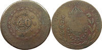 BRAZIL 40 REIS OVER 80 REIS PEDRO I. (1822-1831) -