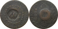 BRAZIL PEDRO I. (1822-1831) 40 REIS OVER 80 REIS 1831 R SS