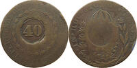 BRAZIL 40 REIS OVER 80 REIS PEDRO I. (1822-1831) -