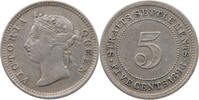 STRAITS SETTLEMENTS 5 CENTS Victoria 1837-1901 -
