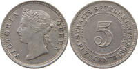 STRAITS SETTLEMENTS 5 CENTS Victoria 1837-1901 -