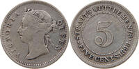 STRAITS SETTLEMENTS 5 CENTS Victoria 1837-1901 -
