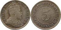 STRAITS SETTLEMENTS 5 CENTS Edward VII., 1901 - 1910 -