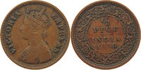INDIA BRITISH 1/2 PICE Victoria 1837-1901 -