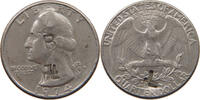 UNITED STATES OF AMERICA QUARTER WASHINGTON COUNTERMARKED CROSS, B -