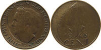 NETHERLANDS CENT Wilhelmina 1890-1948 MINTING ERROR OVERSTRUCK -