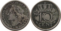 NETHERLANDS 10 CENTS Wilhelmina 1890-1948 MINTING ERROR -