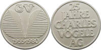 SCHWEIZ MEDAILLE 1980 CHARLES V&Ouml;GELE AG 1955-1980 SILVER VZ 77.28 &pound;  +  8.58 &pound; shipping