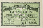 Düben 25 Pfennig Gutschein der Stadt -