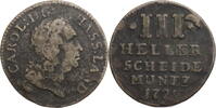 Hessen-Kassel 3 Heller 1728 Karl I. (1671-1730) s-ss 38.97 £ Tax included +  8.66 £ shipping