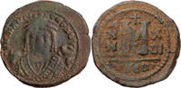 Byzanz Follis (40 Nummi) Mauricius Tiberius, Antiochia, Büste / Wert und Jahr -