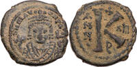 Byzanz Halbfollis (20 Nummi) Mauricius Tiberius, Antiochia, Büste / Wert und Jahr -