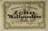 Barmen 10000000000 Mark Gutschein über 10 Milliarden Mark -