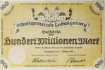 Ludwigsburg 100000000 Mark 1.10.1923 Gutschein über hundert Millionen Ma... 34.71 £ Tax included +  8.68 £ shipping