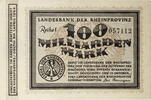 Rheinprovinz 100000000000 Mark Serienbanknote -