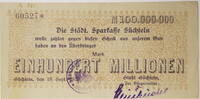 Süchteln 100000000 Mark Scheck der städtischen Sparkasse über Einhundert Millionen Mark -