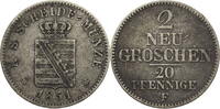 Sachsen, Albertinische Linie 2 Neugroschen (20 Pfennig) Johann (1854–1873) - Kursmünze (1841-1856) -