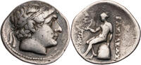 Seleukiden Drachme Antiochos I. Soter, Magnesia, Kopf / Apollon auf Omphalos, R! -