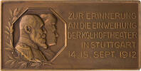 Württemberg, Königreich Plakette Auf die Einweihung des Hoftheaters zu Stuttgart von Mayer und Wilhelm -