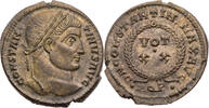 Römische Kaiserzeit Follis Constantinus I., Aquileia, Kopf / D N CONSTANTINI MAX AVG, Votakranz -