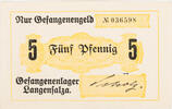 Langensalza 5 Pfennig Kriegsgefangenenlager (KGL) -
